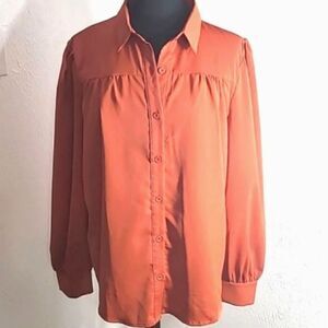 Kojooin Blouse, Rust or Dark Orange, Size Medium,  NWT